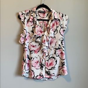 Karl Lagerfield ruffle front sleeveless top